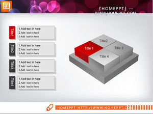 4部構成のボックスの組み合わせ並置関係スライド素材のダウンロード