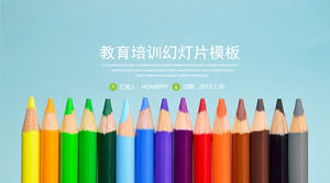 Template PPT Pelatihan Pendidikan Segar untuk Latar Belakang Pensil Warna, Download Gratis