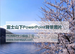Fuji Mountain Cherry Blossom PowerPoint tła