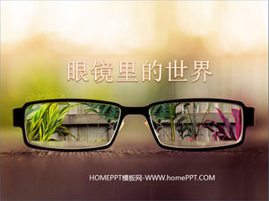 Glasses looking at the background of the world's still life PowerPoint background template