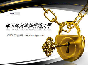 Golden lock key background financial financial PPT template download