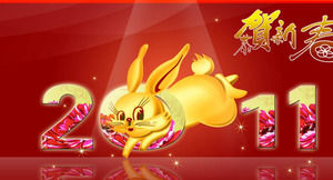 Goldener Rabbit Run Hintergrund Spring Festival Diashow-Vorlage