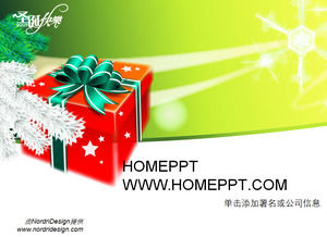 Grüne Hintergrund erd Geschenk-Box mit Weihnachten PPT-Vorlage