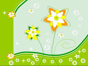 Hijau Kartun Flower Background Template Slideshow Unduh
