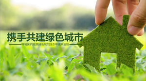 Verde de economisire a energiei oraș și tema de protecție a mediului șablon PPT
