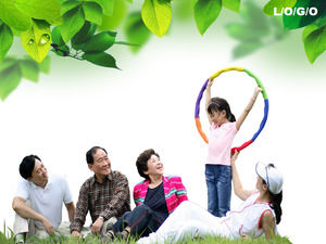 familia coreana plantilla PPT descarga verde