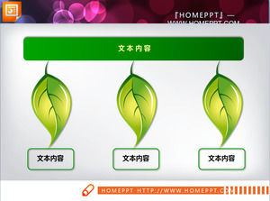 Green leaf background juxtaposition relationship PPT chart material download
