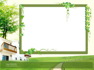 Green Plant Cartoon PPT Background Template