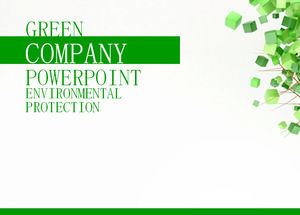 Template PPT hijau dengan latar belakang tiga dimensi pohon hijau sederhana