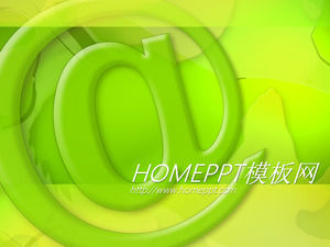 Green @ symbol network technology PPT template download