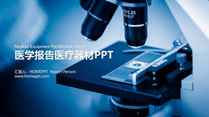 Modello PPT attrezzature mediche per sfondo microscopio
