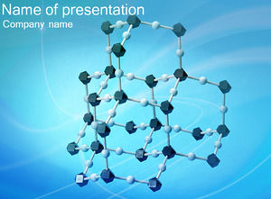 Молекулярная структура, синий блестящий фон изображения, биотехнологии PPT шаблон