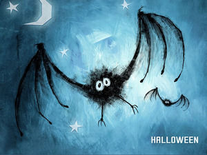 Night-bats with big eyes cartoon Powerpoint, the Templates