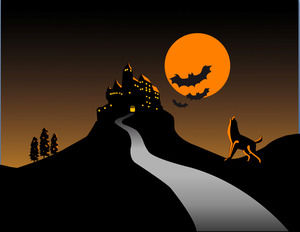 Night wolf roar PPT background picture