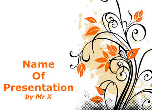 Orange Designed Floral Pattern powerpoint template