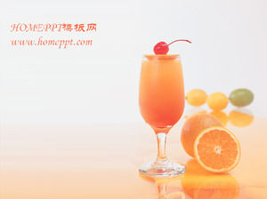 橙汁饮料背景的食品和饮料PPT模板下载