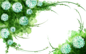 漆成綠色的花卉邊框PPT背景圖片