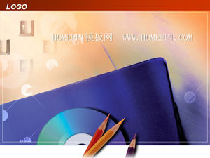 铅笔键盘CD背景技术PPT模板下载