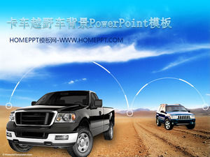 Pickup truck with off-road vehicle background car slide template download