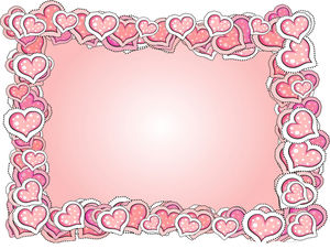 Merah muda perbatasan gambar latar belakang PPT berbentuk hati