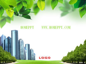 Plant background city building PPT template download