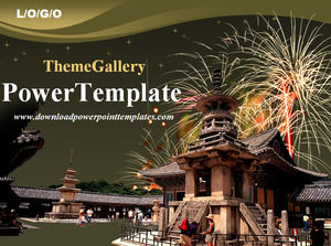 Powerpoint, the Templates temple fireworks background