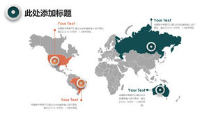 Template PPT dengan peta dunia tanda posisi