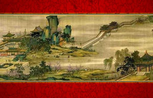 Qingming River map China wind PPT template