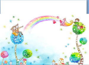 Ziua PPT imagine de fundal Rainbow Windmill 61 pentru copii