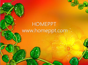 Red background cartoon plant PPT background template