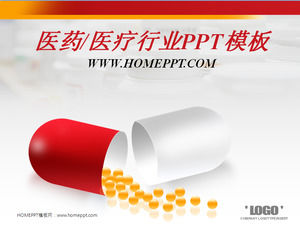 Red Capsule Background Medical Medicine PowerPoint Template Download
