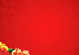 红牡丹丰富新的一年幻灯片背景图片