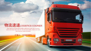 Tło czerwone ciężarówki logistyki transportu szablon PPT