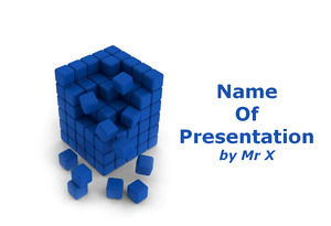 Small Blue Cubes Built Together powerpoint template