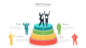 Step figure silhouette SWOT analysis PPT template