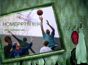 街頭籃球背景體育體育PPT模板下載