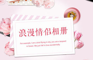 Tanabata merah muda pasangan romantis album PPT template