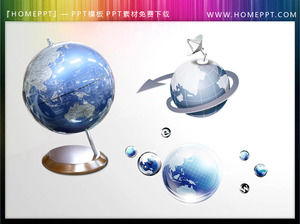 Trois icônes de globe pour le matériel PPT télécharger