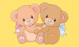 Two cute bear cartoon PPT background pictures