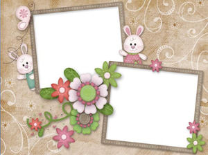 Two floral cartoon borders PPT background image