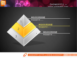 Gelb Stereo Crystal Style Pyramide PPT-Diagramm herunterladen