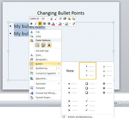 Cómo cambiar los iconos de bala en las listas de bala PowerPoint