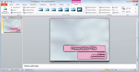 تطبيق صورة تأثير في PowerPoint 2010