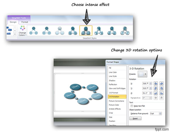 Diagrama 3d circular com template setas powerpoint
