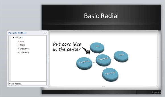 Creare un diagramma radiale di base in PowerPoint 2010 utilizzando SmartArt