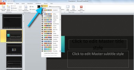 更改顏色在PowerPoint中設計主題文字和背景