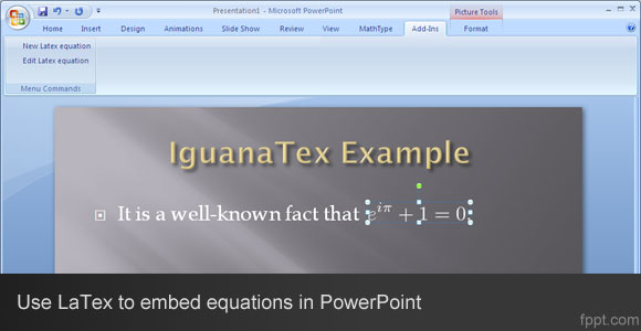 la forma de integrar las ecuaciones en PowerPoint