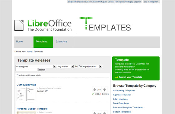 sunumlar için LibreOffice şablonlar