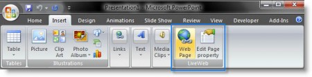 LiveWeb Addin: Insertar y Páginas Web Vista en directo en tiempo real en sus presentaciones de PowerPoint