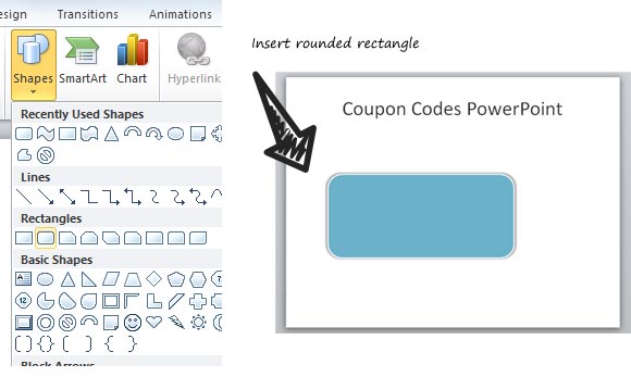 So erstellen Sie eine einfache Coupon Powerpoint-Vorlage mit Formen